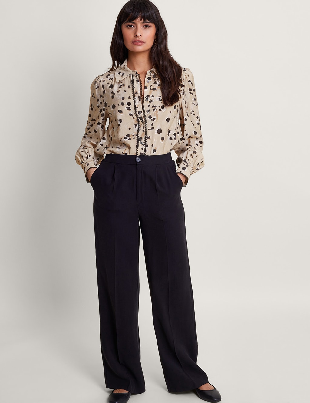 Satin Animal Print Collared Blouse 4 of 4