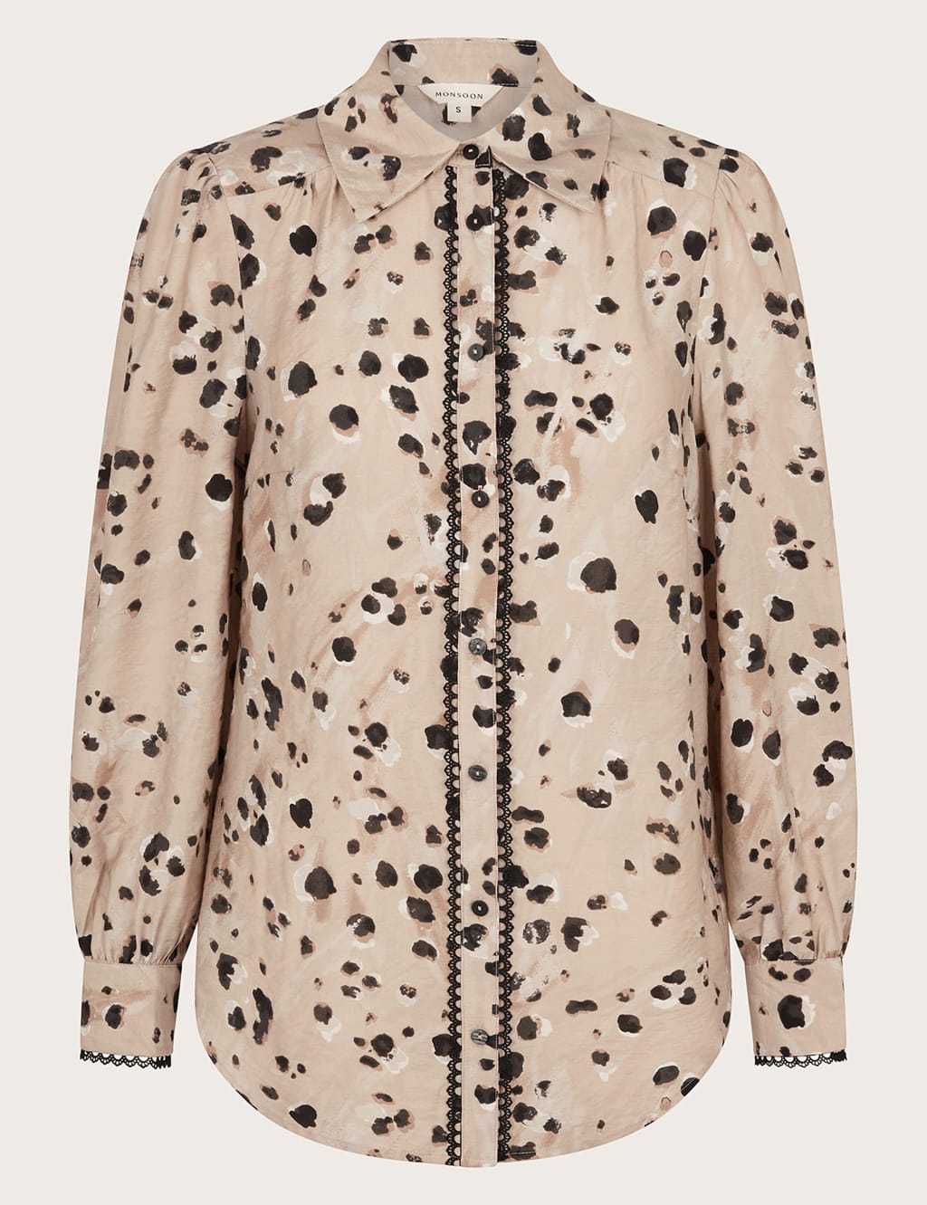 Satin Animal Print Collared Blouse 1 of 4