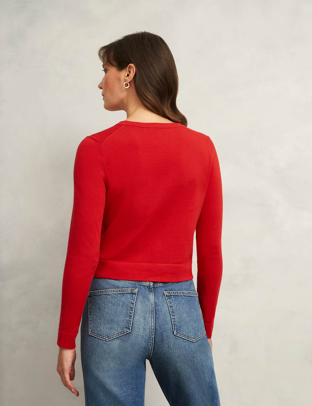 Cotton Rich Crew Neck Cropped Cardigan 6 of 6