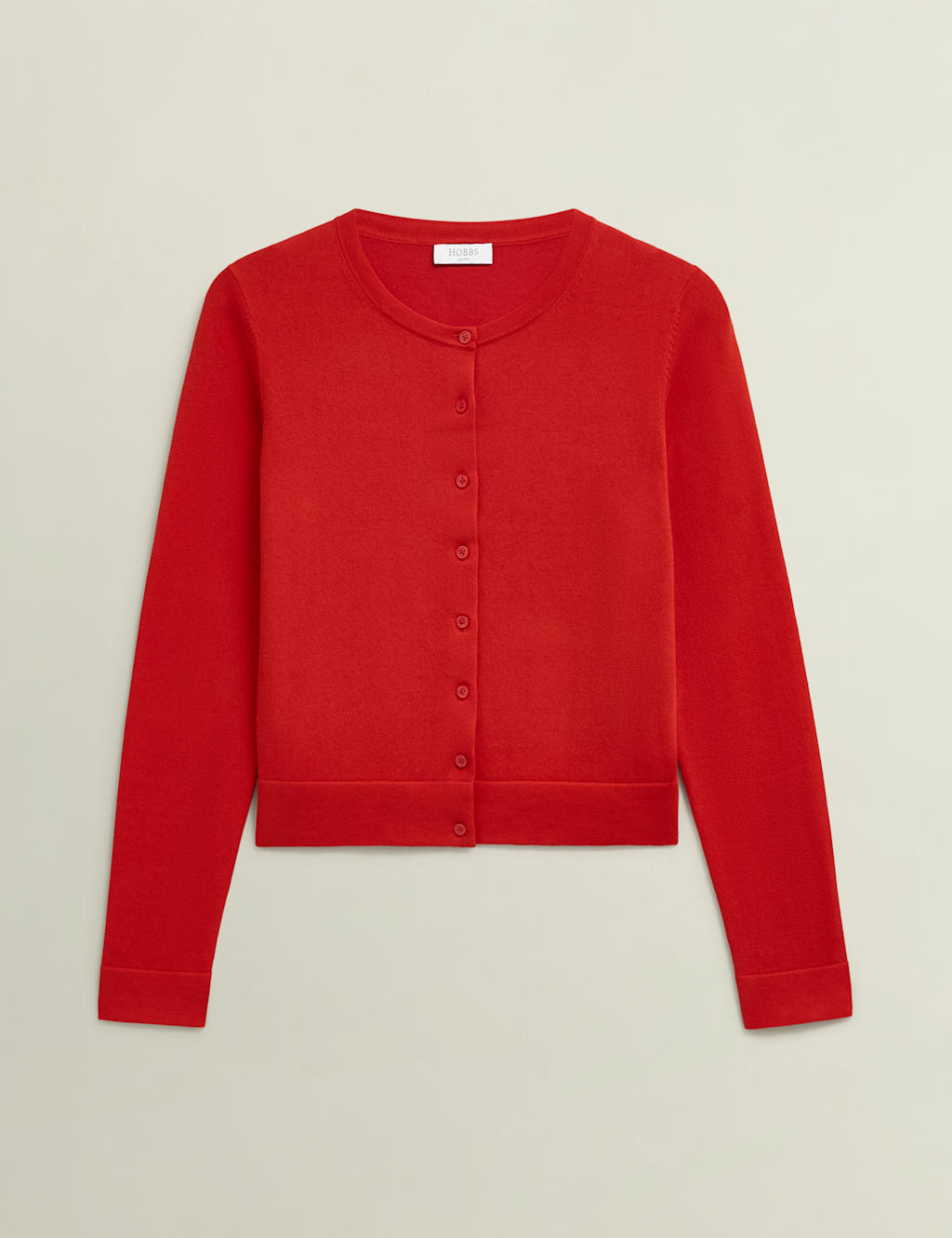 Cotton Rich Crew Neck Cropped Cardigan 2 of 6