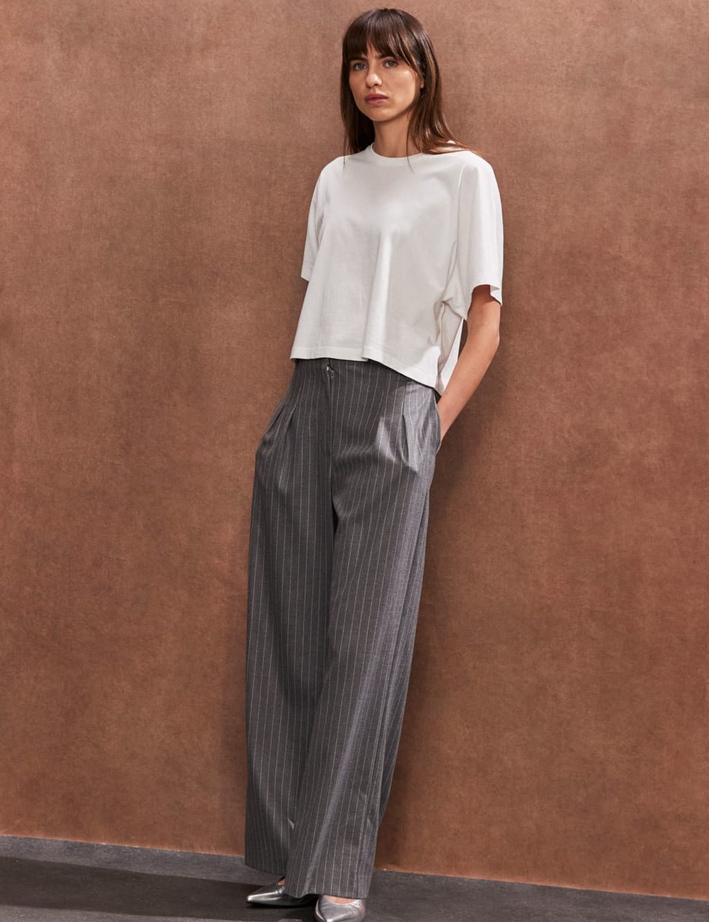 Pinstripe Wide Leg Trousers 2 of 5