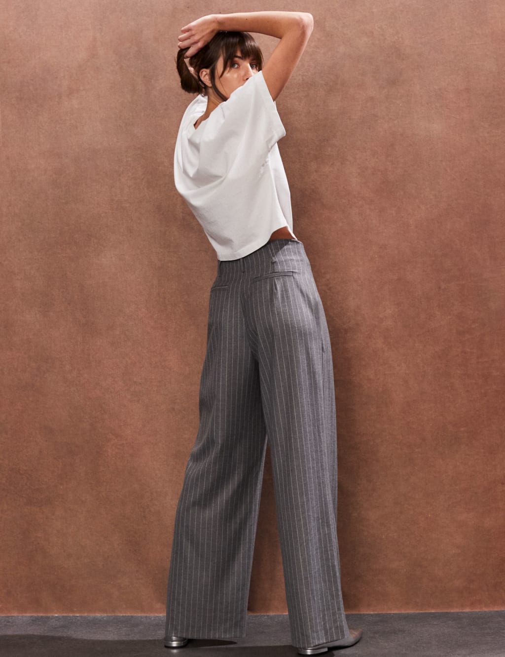 Pinstripe Wide Leg Trousers 3 of 5