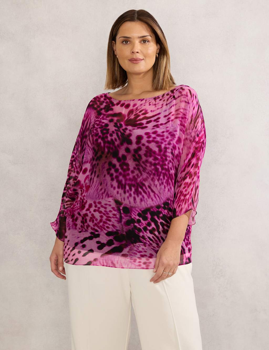 Animal Print Slash Neck Blouse 2 of 4