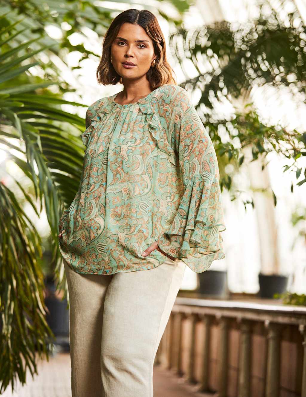 Paisley Round Neck Frill Detail Blouse 3 of 5