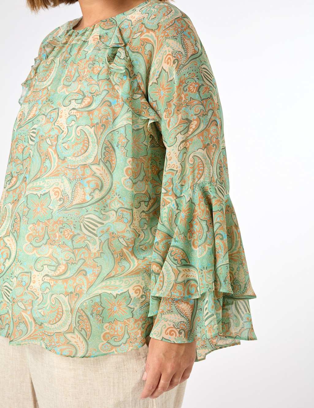 Paisley Round Neck Frill Detail Blouse 4 of 5