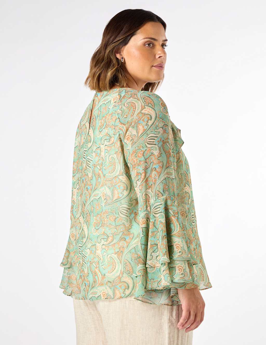 Paisley Round Neck Frill Detail Blouse 5 of 5
