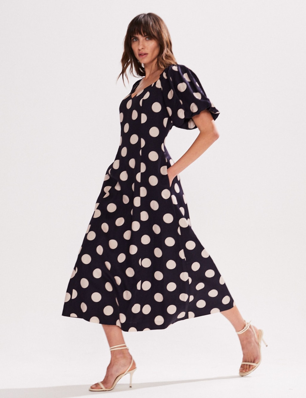 Polka Dot Puff Sleeve Midaxi Tea Dress 3 of 4