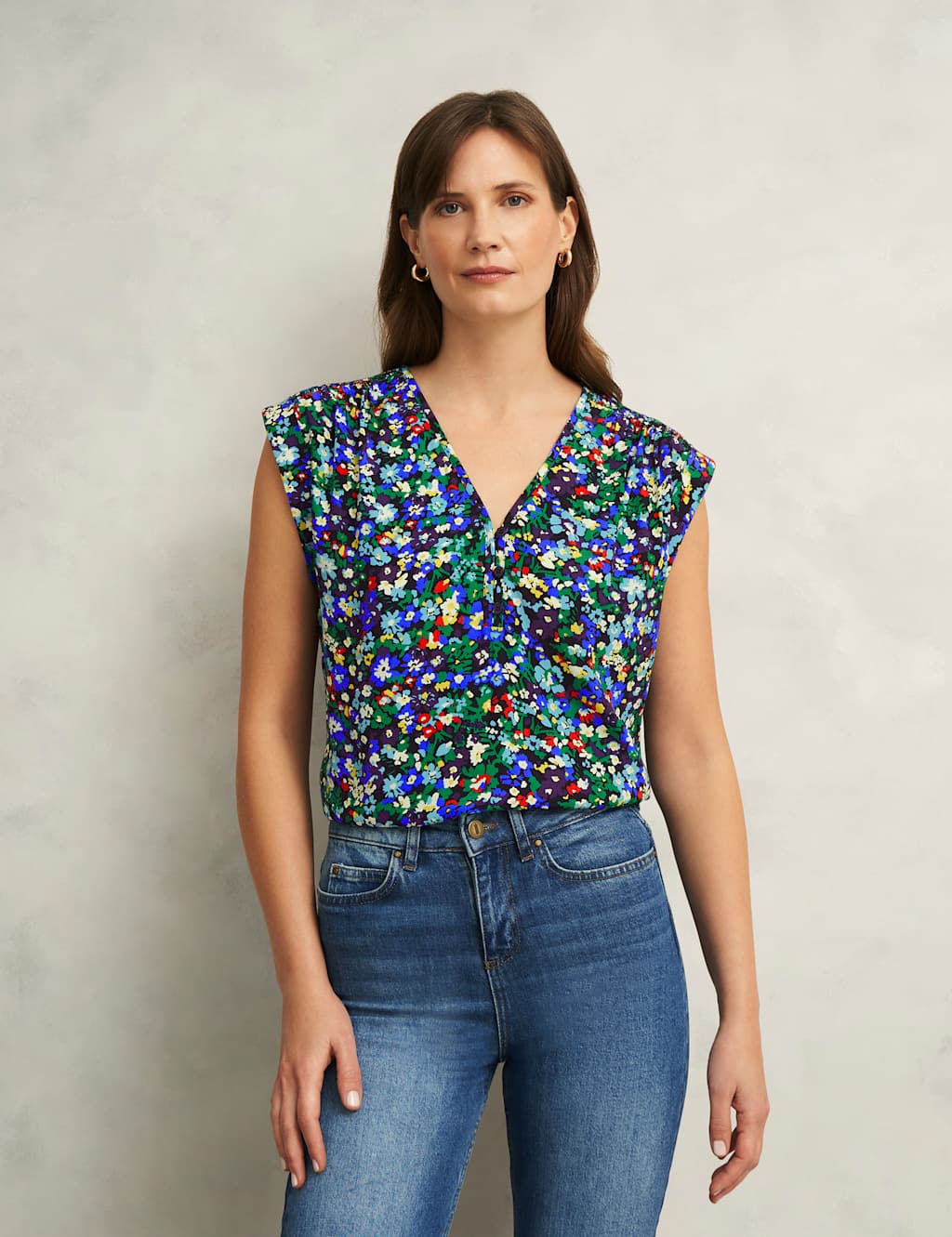 Floral V-Neck Button Through Blouse 1 of 7