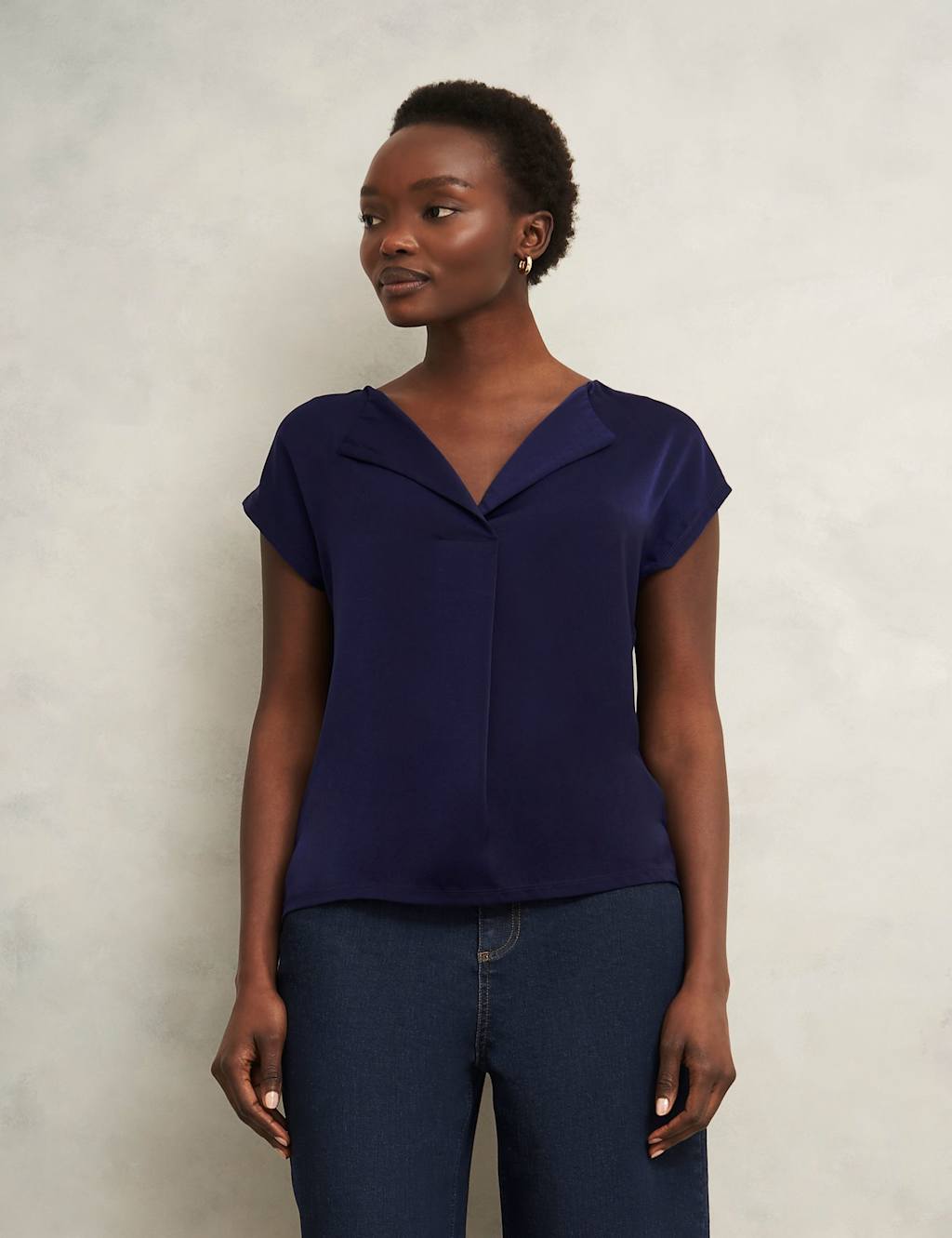 Collarless Cap Sleeve Blouse 3 of 8