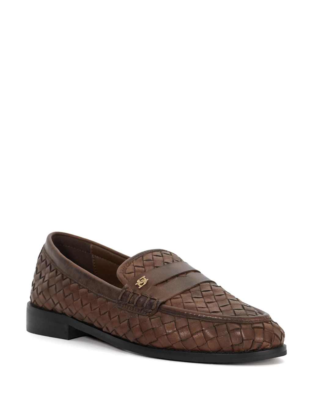 Leather Woven Flat Loafers 3 of 5