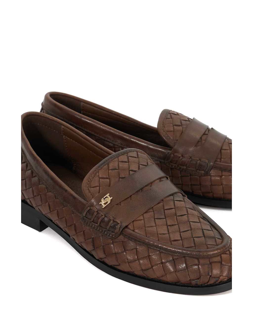 Leather Woven Flat Loafers 5 of 5