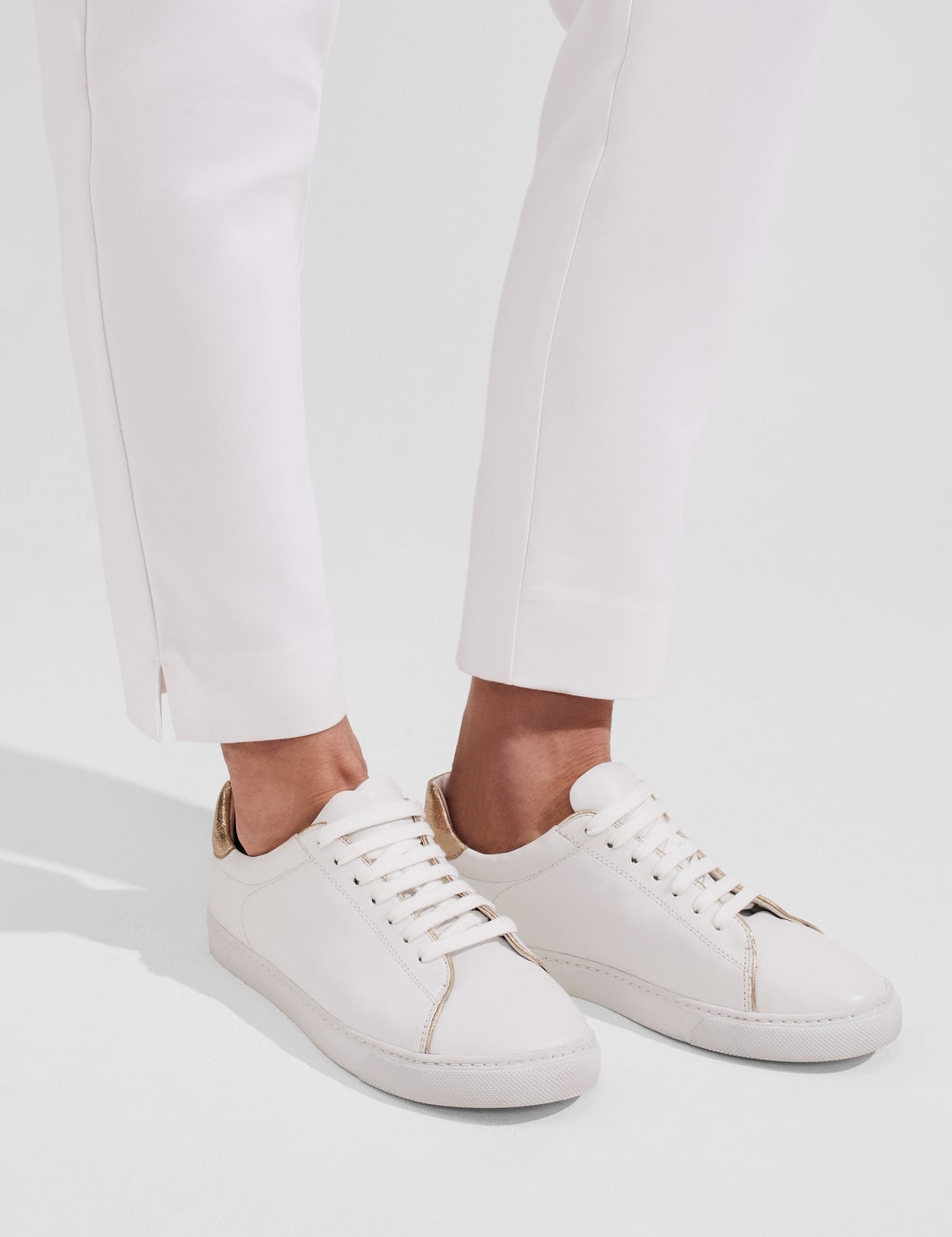 Leather Lace Up Metallic Trainers 1 of 5