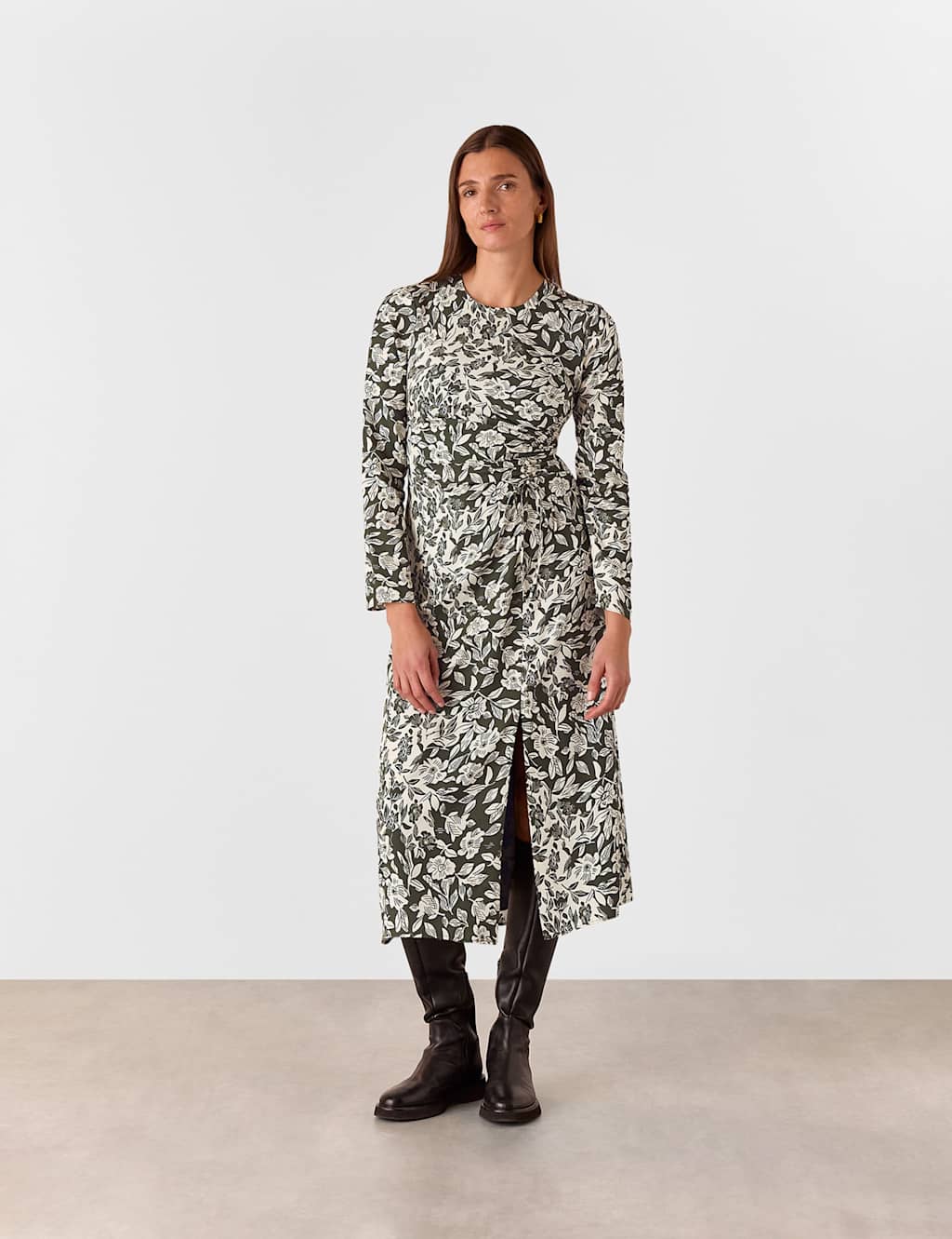 Pure Lyocell Floral Midi Skater Dress 1 of 4