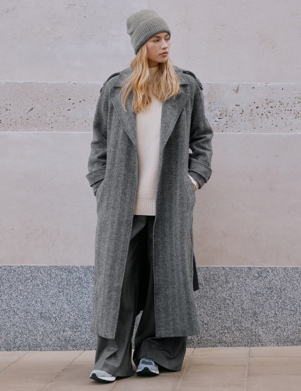 Wool Blend Herringbone Overcoat 4 of 5
