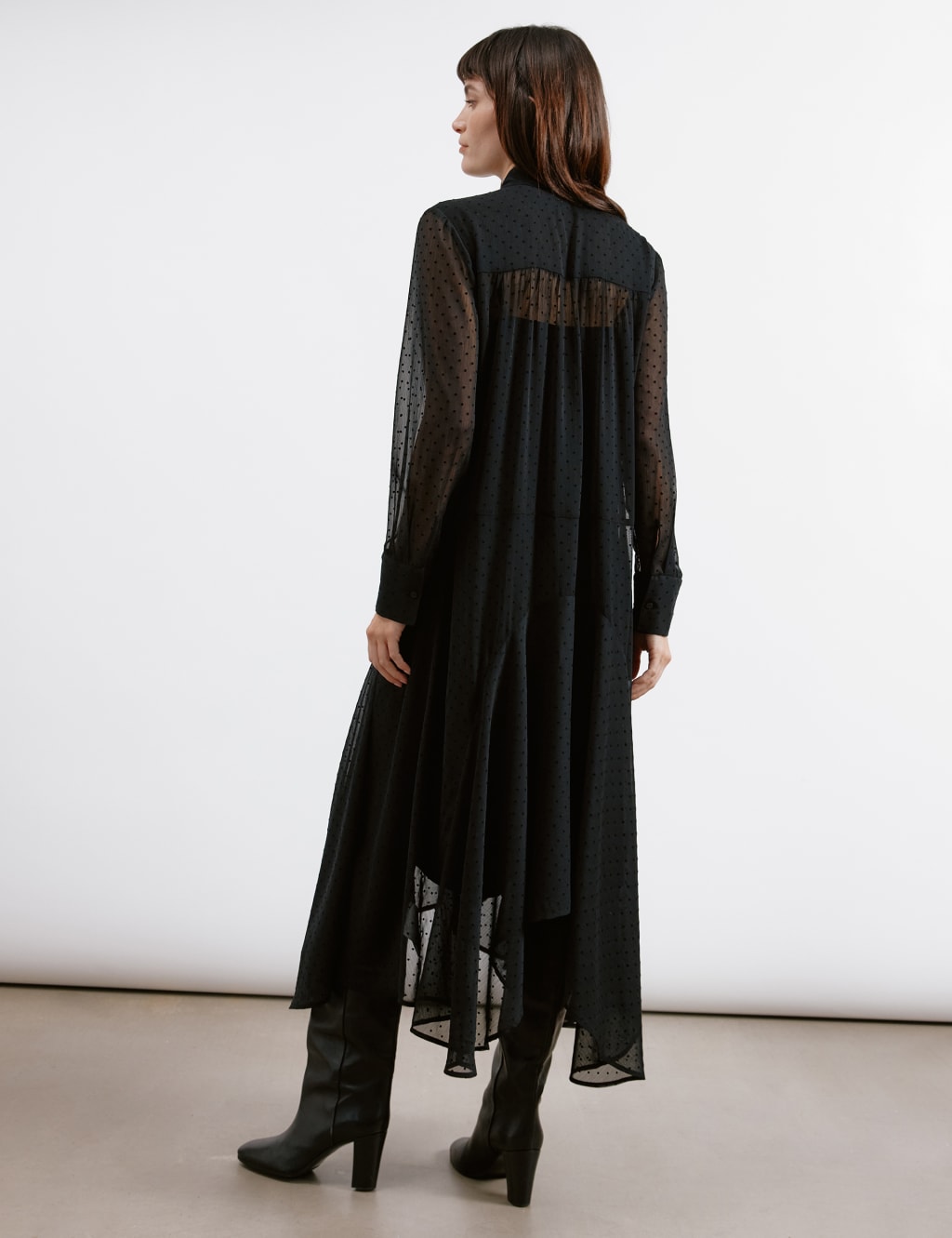 Jacquard Tie Neck Midi Swing Dress 5 of 6