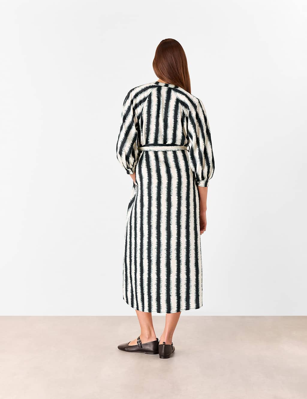 Pure Lyocell Striped Midi Shirt Dress 4 of 4