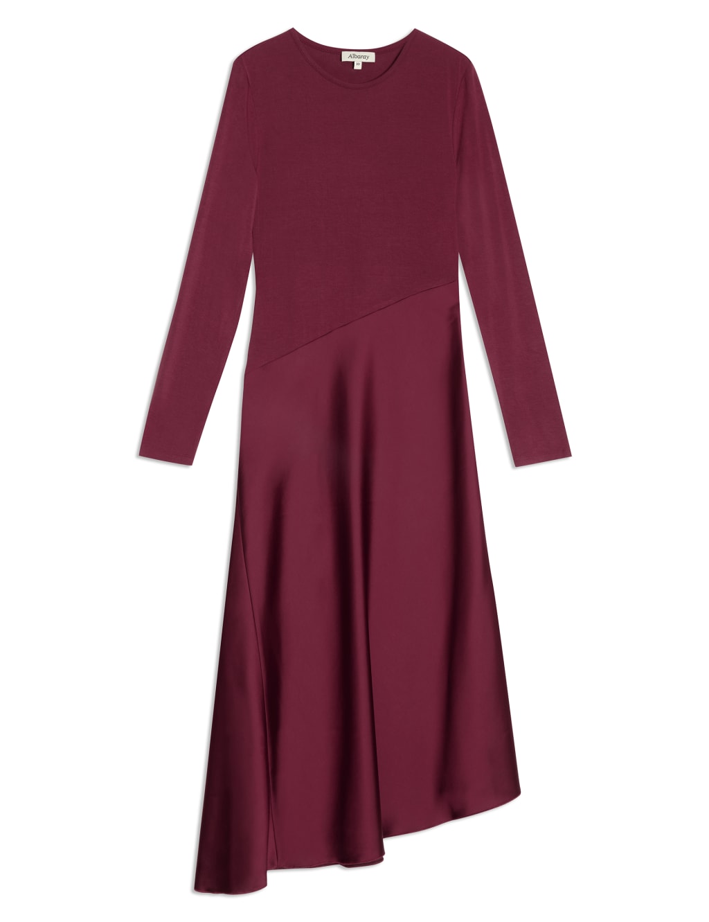 Satin Jersey Asymmetric Midi Skater Dress