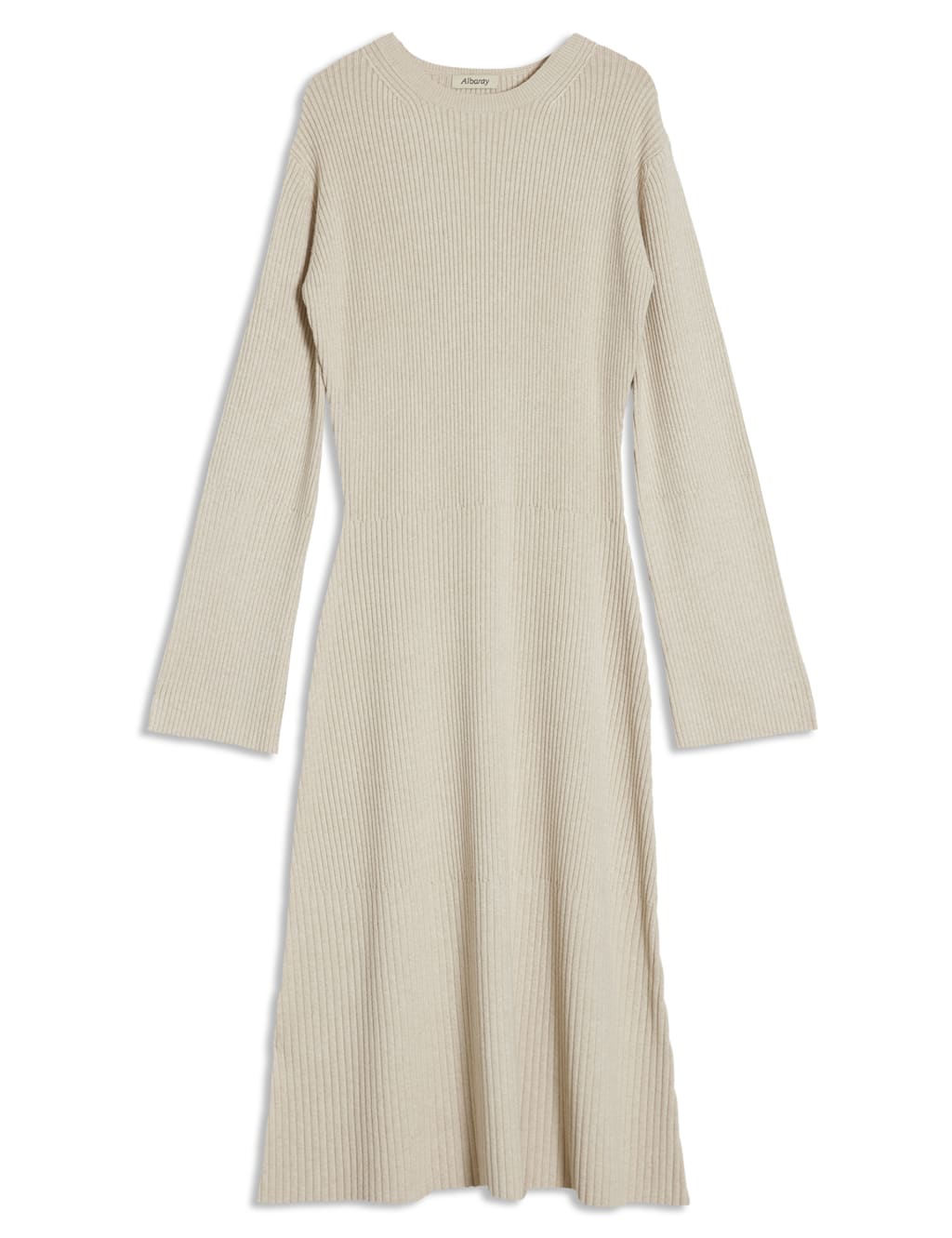 Ribbed Round Neck Midi Knitted Dress 2 of 5