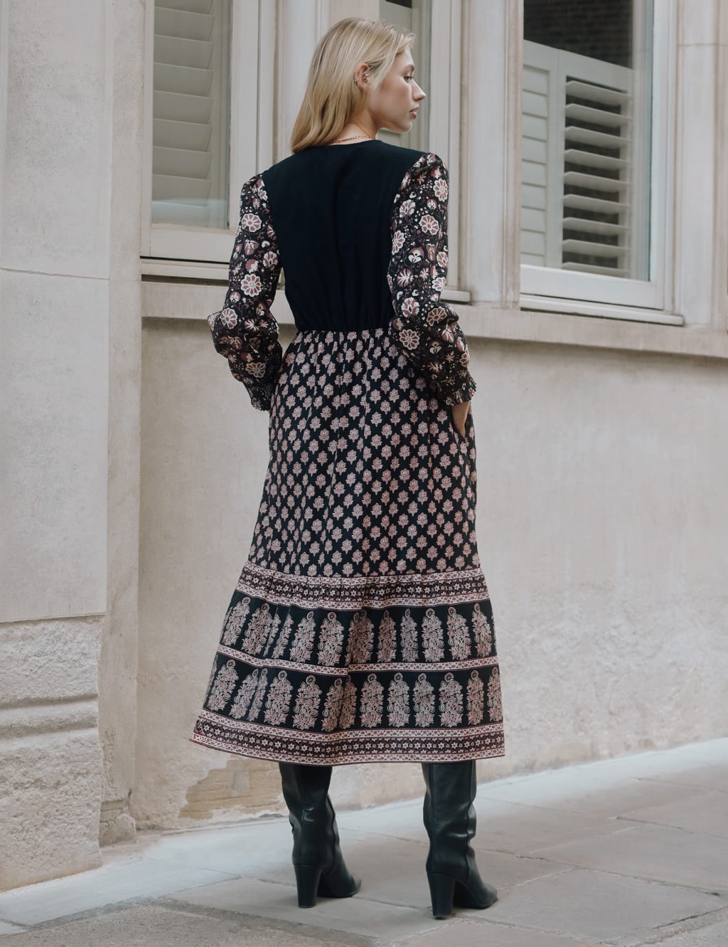 Pure Cotton Floral Tiered Midi Dress 4 of 5