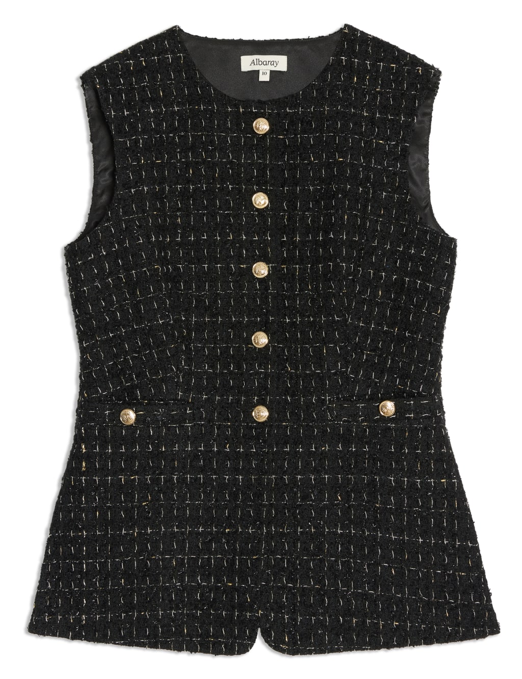 Wool Blend Tweed Sparkly Waistcoat Albaray M S