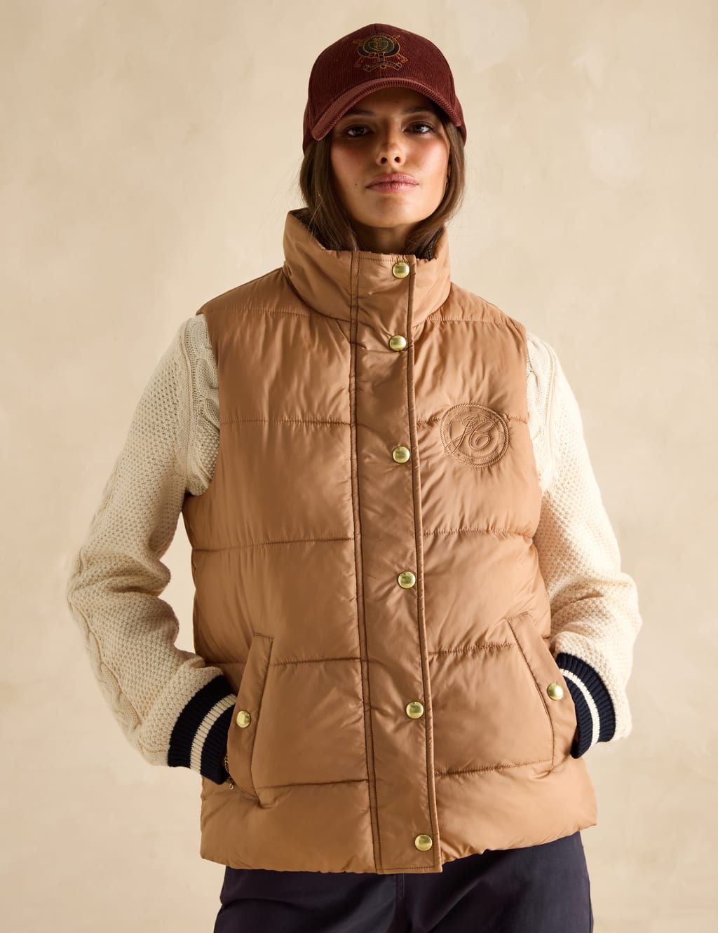 Checked Padded Funnel Neck Reversible Gilet 3 of 9