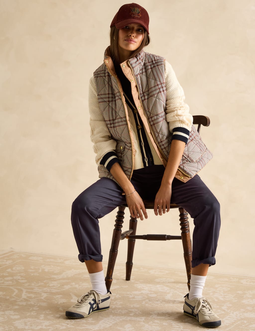 Checked Padded Funnel Neck Reversible Gilet 5 of 9