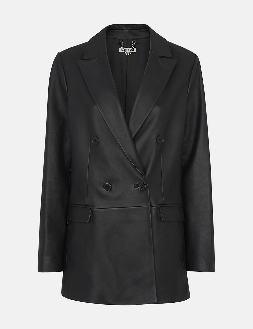 Leather Double Breasted Waisted Blazer 2 of 4