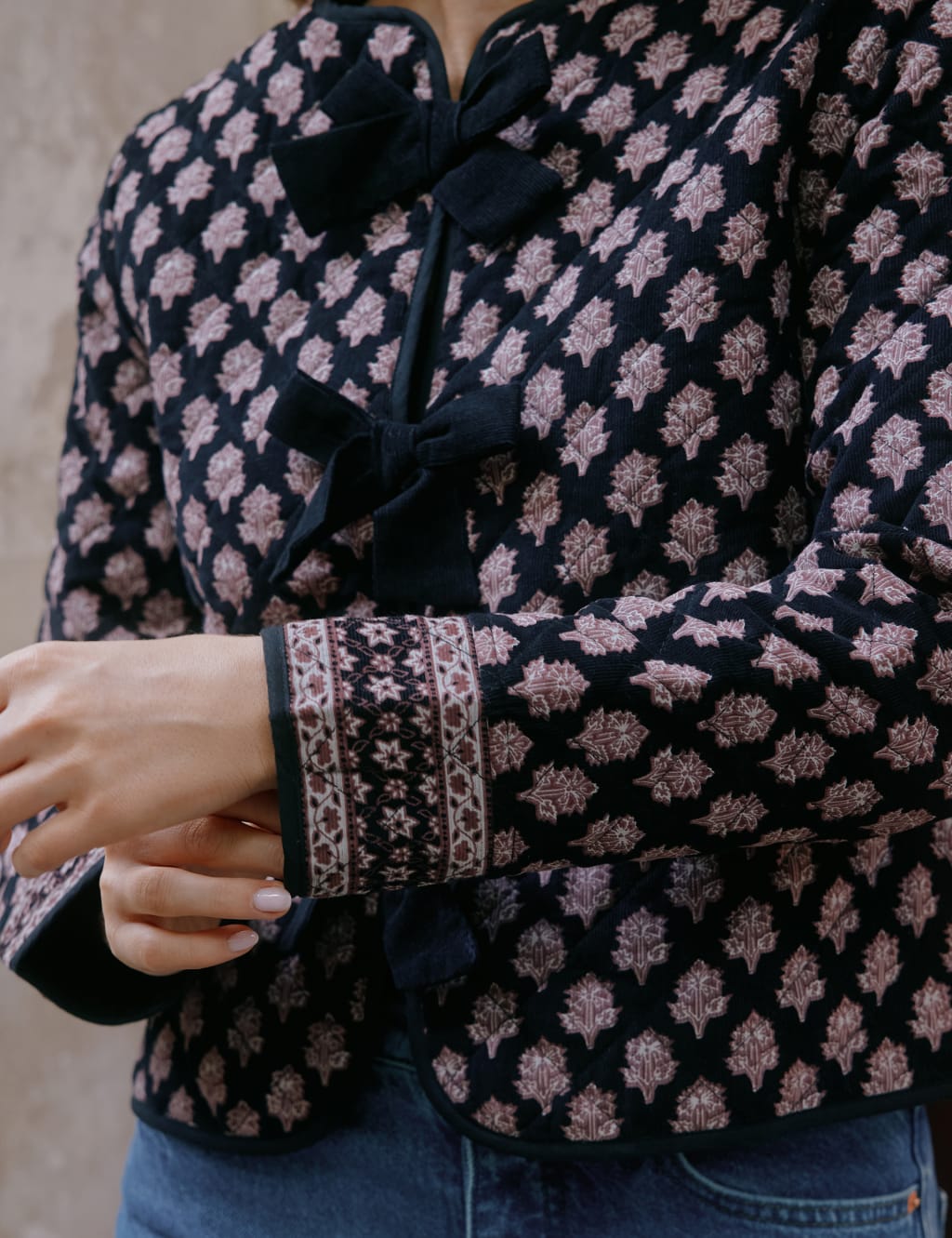Pure Cotton Woodblock Tie Front Jacket 4 of 4