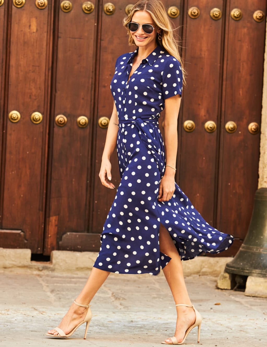 Polka dot dress short sleeve deals