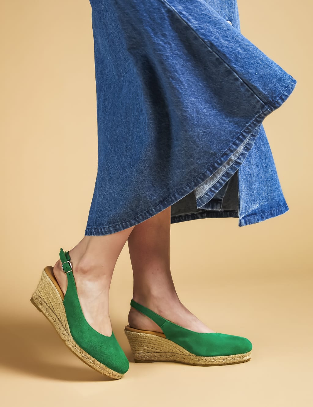 Suede Wedge Slingback Shoes 1 of 7