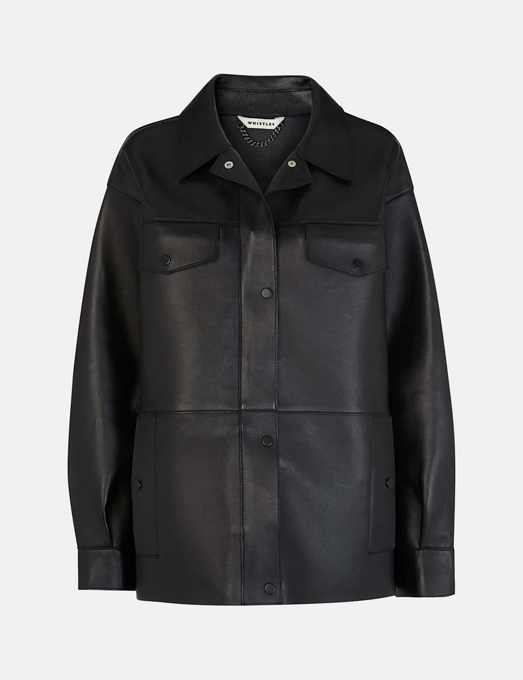 Leather Relaxed Collared Biker Jacket 2 of 4