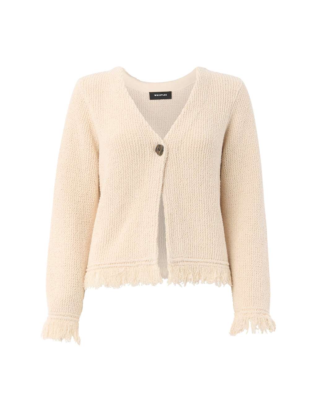 Cotton Rich V-Neck Fringe Cardigan 2 of 4