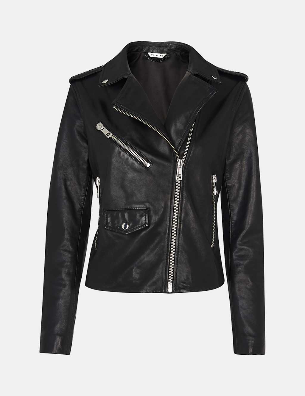 Leather Cropped Biker Jacket 2 of 4