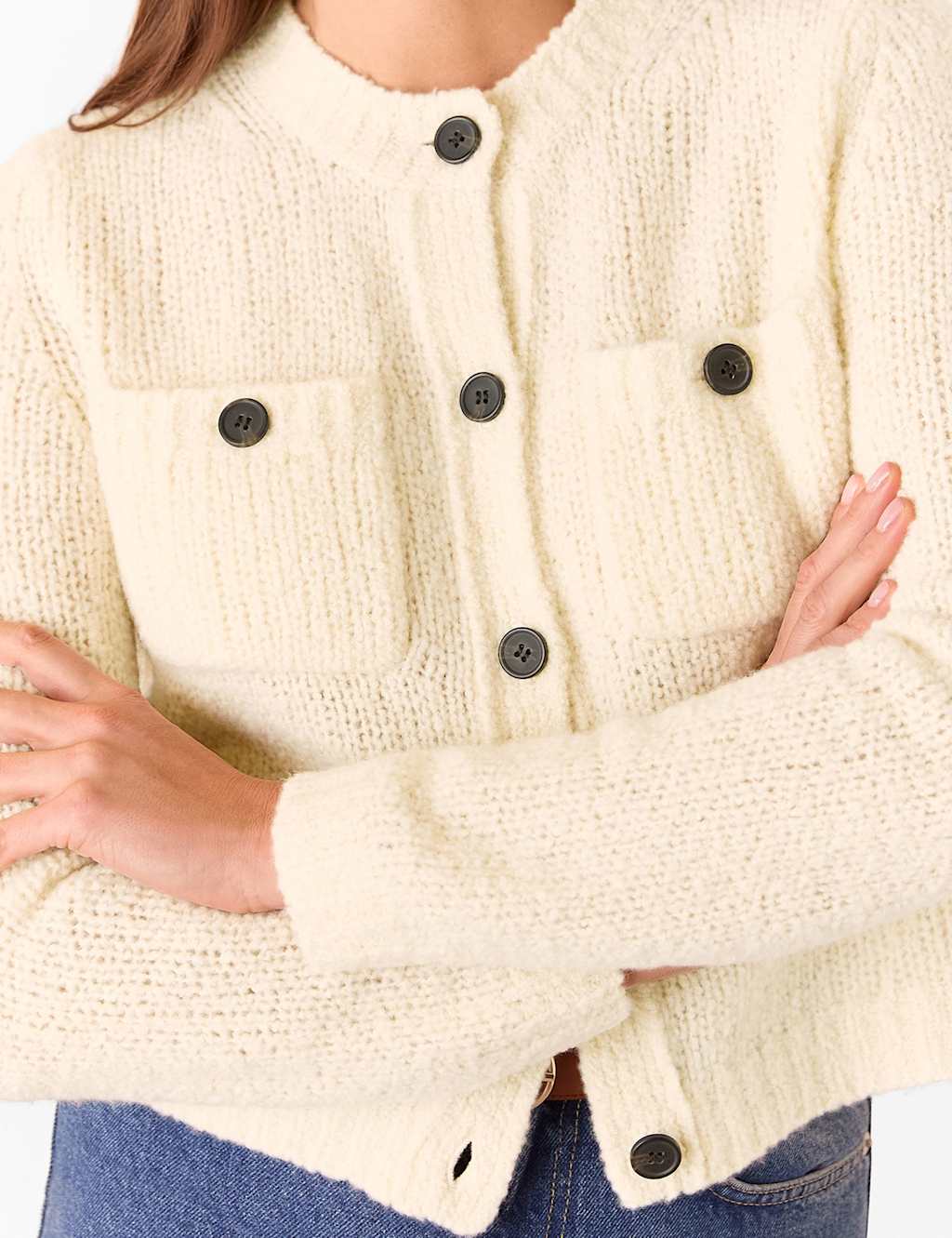 Wool Rich Textured Button Front Cardigan 4 of 4