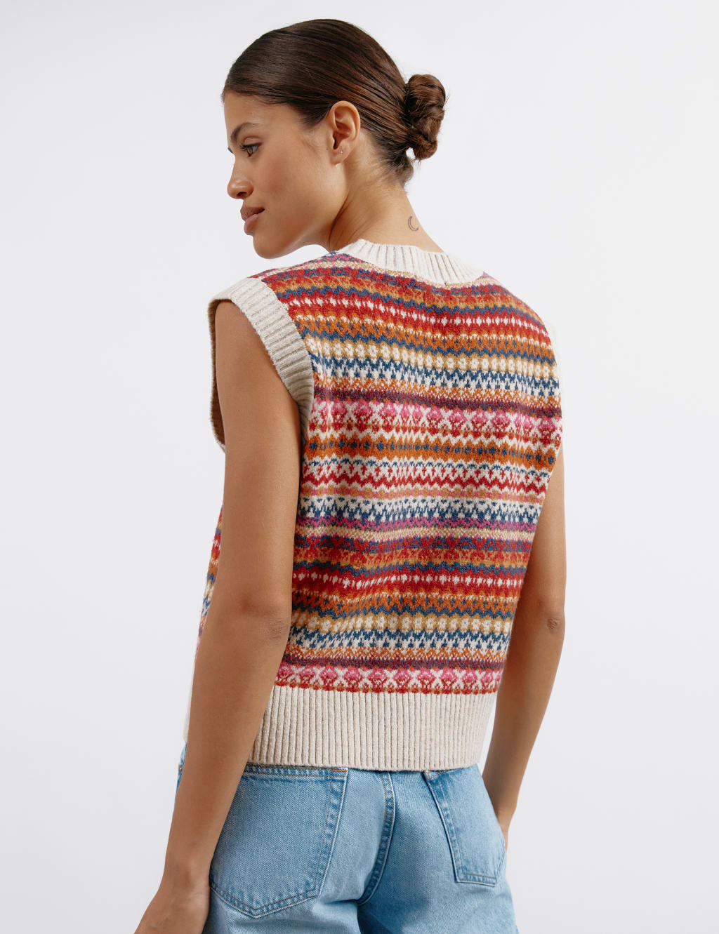 Fair Isle Crew Neck Knitted Tank with Wool 5 of 5
