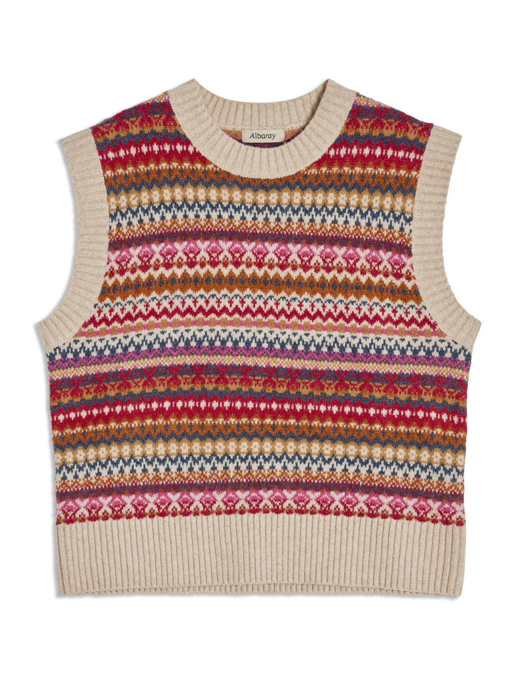 Fair Isle Crew Neck Knitted Tank with Wool 2 of 5