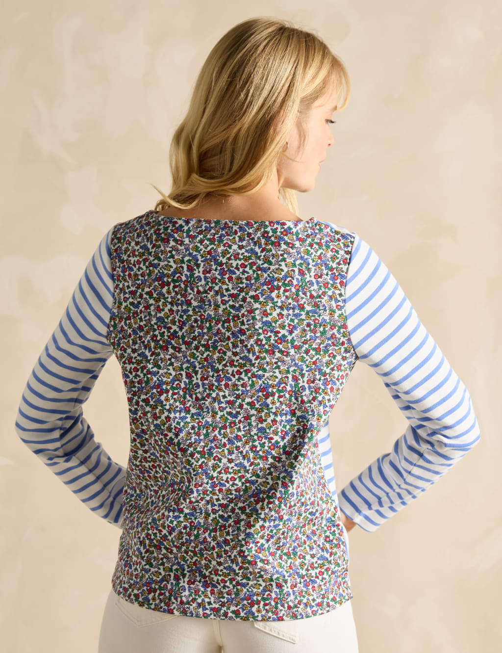 Pure Cotton Floral & Striped Top 4 of 6