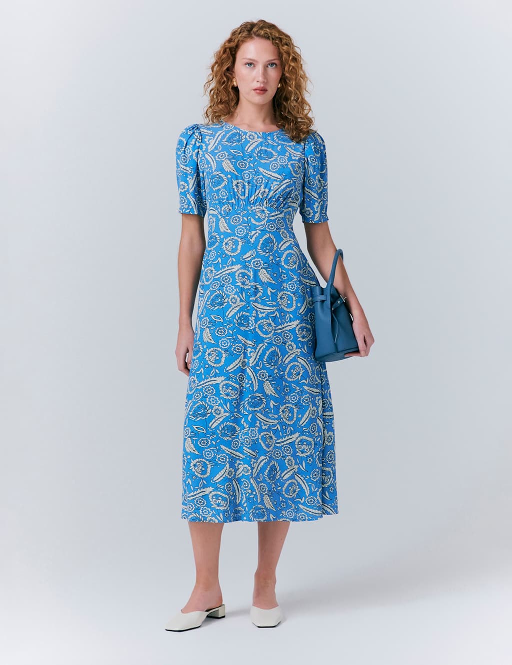 Crepe Floral Round Neck Midaxi Tea Dress 1 of 5