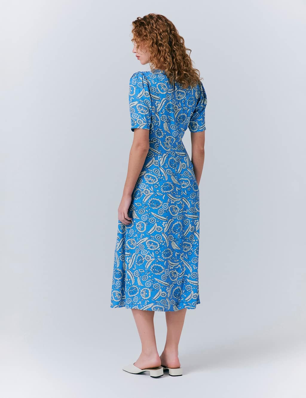 Crepe Floral Round Neck Midaxi Tea Dress 2 of 5