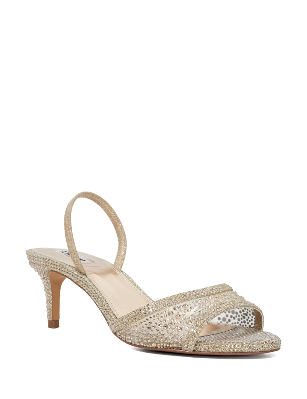 Sparkle Mesh Detail Kitten Heel Sandals 4 of 6