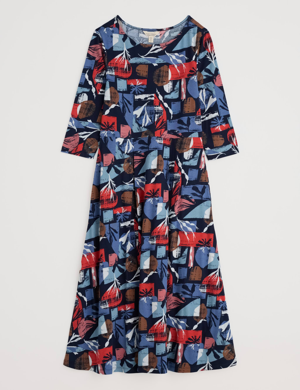 Cotton Rich Geometric Midi Fit And Flare Dress 2 of 5