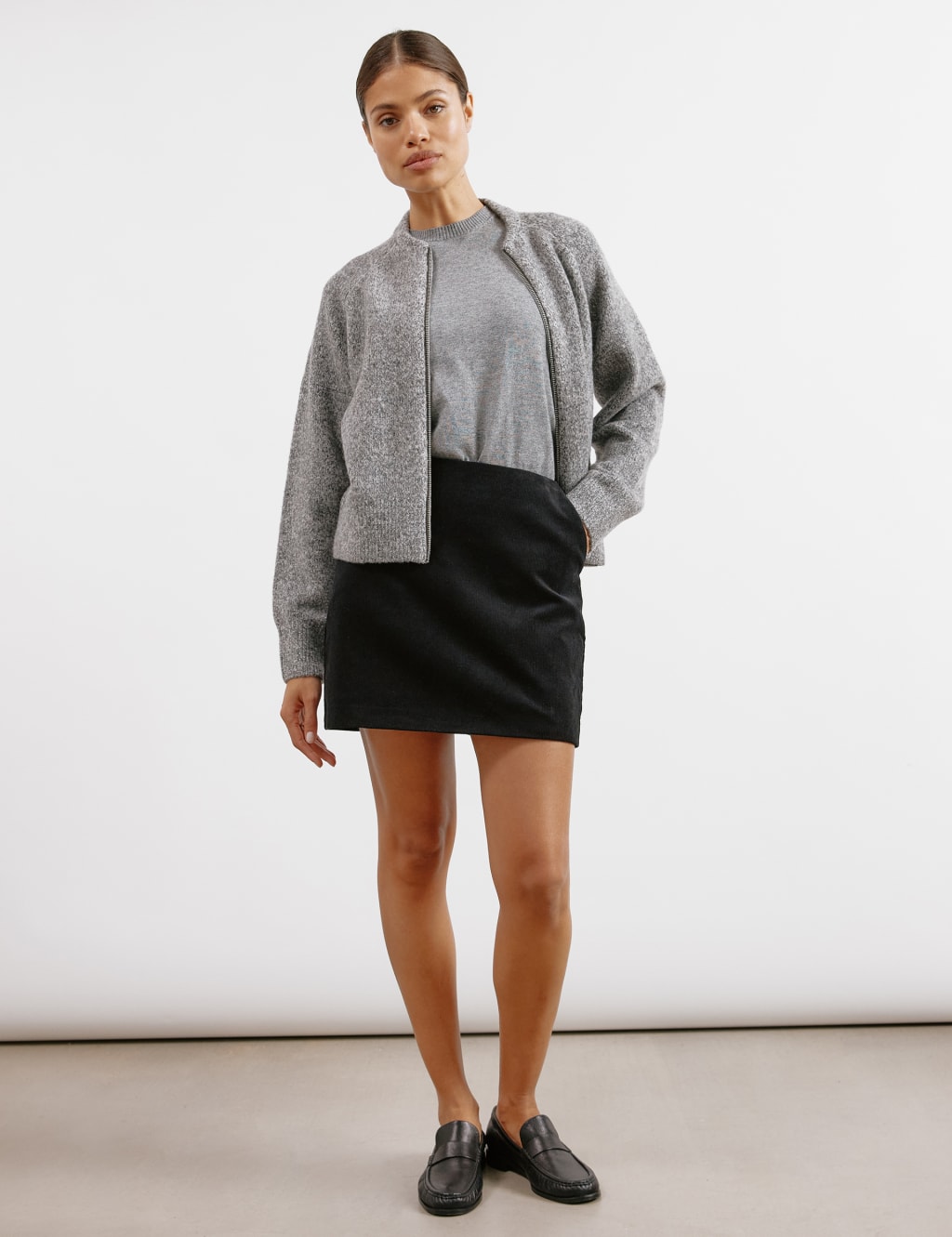 Black cord a line mini skirt deals