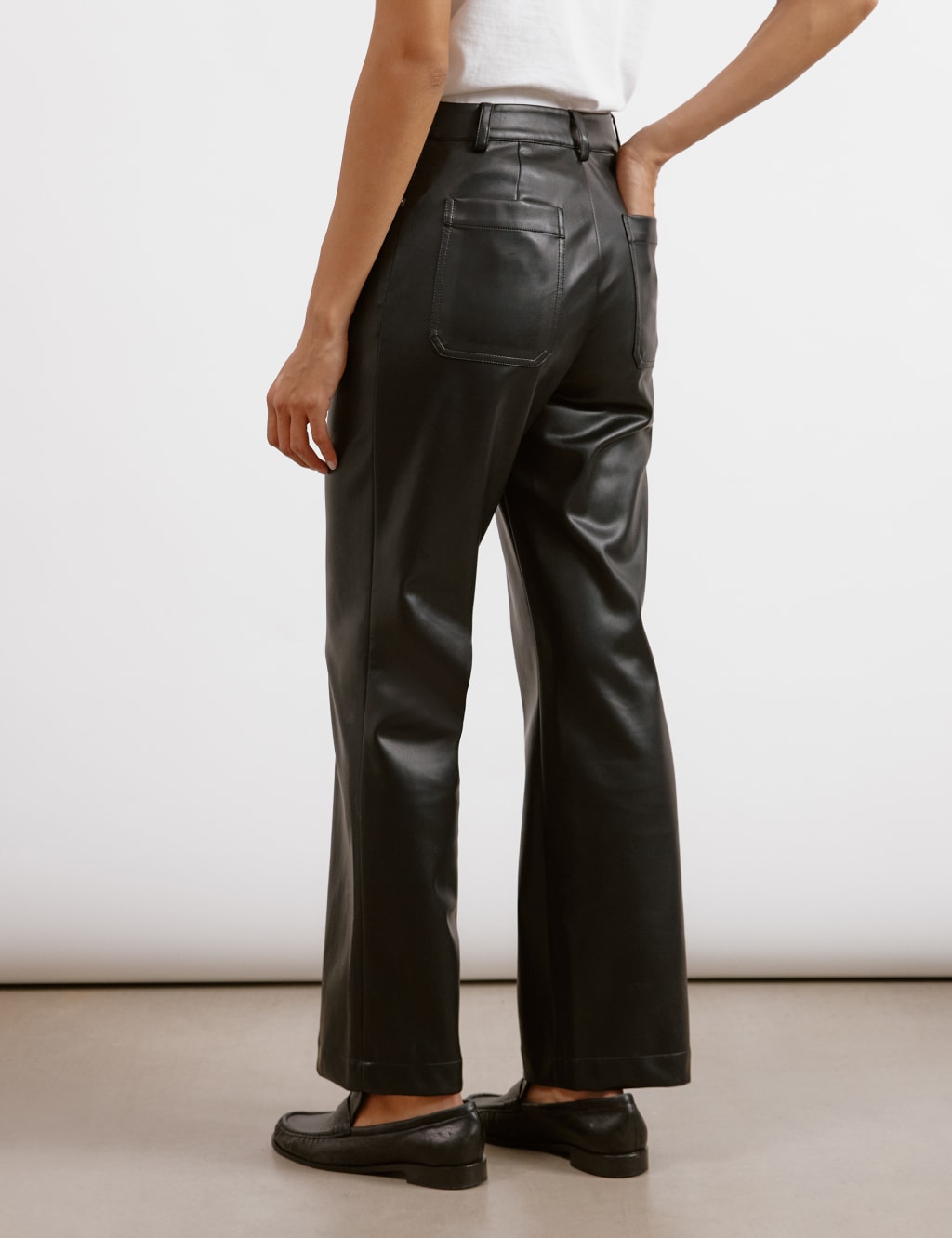 Faux Leather Mid Rise Slim Fit Jeans 3 of 5