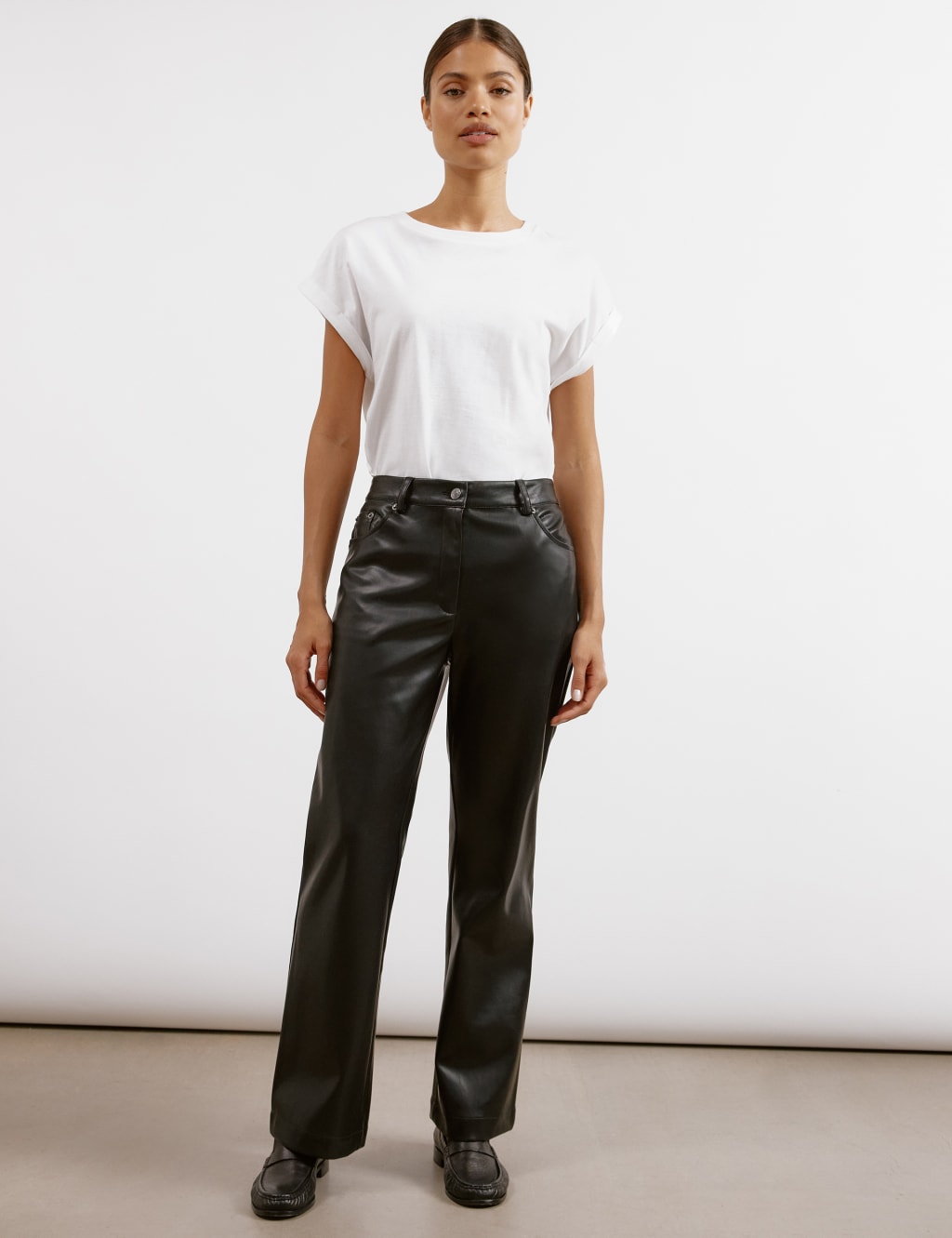 Faux Leather Mid Rise Slim Fit Jeans 5 of 5