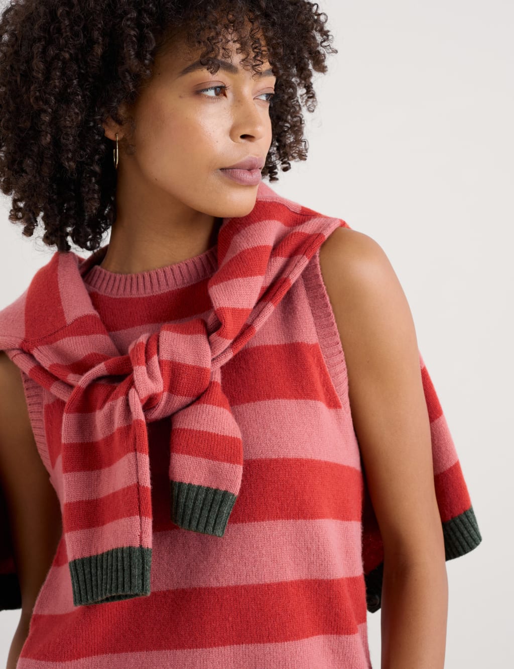 Merino Wool Rich Striped Knitted Vest 5 of 5