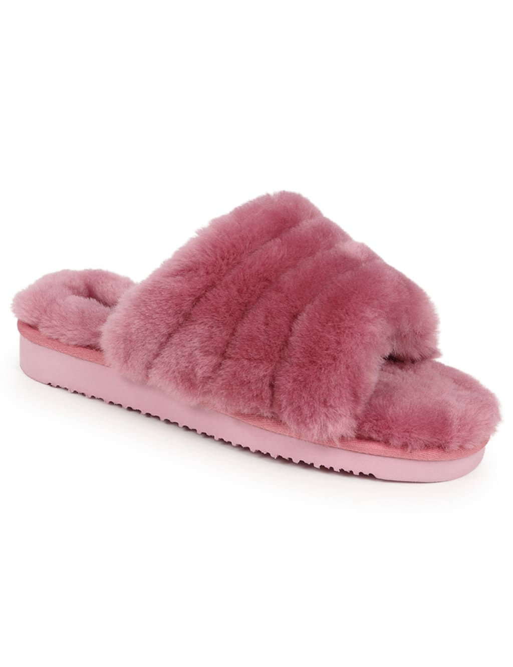 Faux Fur Open Toe Mule Slippers 5 of 7
