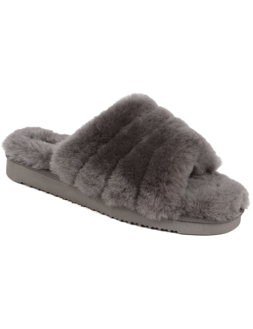 F&f faux fur open toe mule slippers cheap