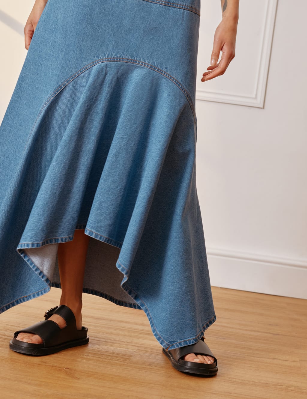Denim Maxi Asymmetric Skirt 5 of 8