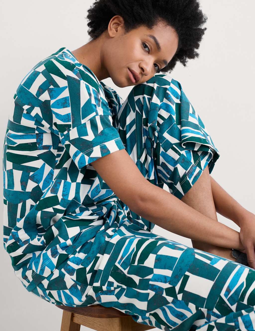 Cotton Rich Abstract Print Pyjama Set 4 of 4