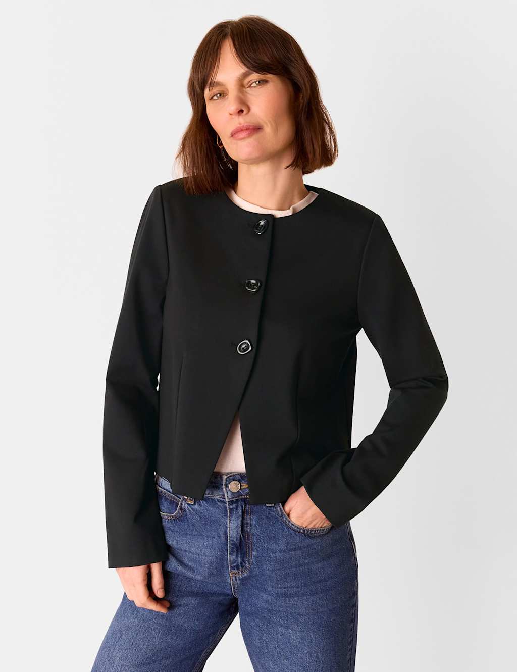 Collarless Short Jacket 1 of 4